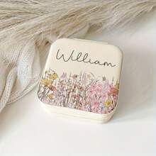 Personalized Jewelry Box, Multi-Functional Jewelry Box, Can Be Customized With Name, Decorated With Floral Pattern, Made Of PU Material. This Multi-Functional Jewelry Box Is Convenient To Carry, And Is An Excellent Gift For Bridesmaids. - Multicolor - View 9