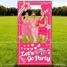 1 peça de decoração rosa para aniversário, adereço fotográfico rosa brilhante, decoração com tema de boneca princesa, decoração para despedida de solteira, festa de aniversário, chá de panela, artigos para festa rosa, 90 x 180 cm - Rosa-Vamos - Ver 8