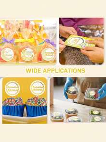 500pcs Gold Foil Stickers, Happy Eid Mubarak, Modern Style, Multi-Surface, Metallic Foil Paper, Round Shape, Eid Theme, Outdoor Use, Gift Packaging Stickers - Gold - View 6