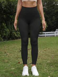 Women's Athletic Compression Leggings Yoga Pants For Hiking Trekking Gym High Waist Stretchy Comfortable Breathable Workout Running Tights - 黑色 - 查看 5