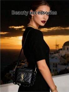 Yves Saint Laurent Black Quilted One Shoulder Bag, Chain Crossbody Bag, Large Capacity, Fashionable Gift For Valentine's Day (Everyday/Party)