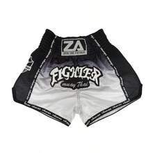 Embroidered Black Boxing Shorts, New Men's Muay Thai Shorts, MMA Shorts, Sports Shorts For Competition And Training Spring - Black and White - View 4