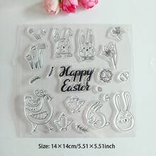 1pc Easter Clear Stamps - Bunny/Egg Pattern For DIY Scrapbooking Card Making - Clear - View 21