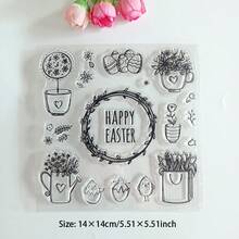 1pc Easter Clear Stamps - Bunny/Egg Pattern For DIY Scrapbooking Card Making - Clear - View 19