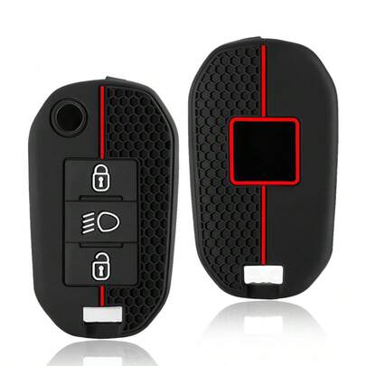 غطاء سيليكون فاخر لمفتاح السيارة ل- Citroen C5 C3 C4 C8 Berlingo، Peugeot Partner Rifter 208 308 508 407 2008 3008 Expert - مقاوم للصدمات ومقاوم للخدش بحماية كاملة، ناعم وقوي مضاد للانزلاق، ملائم تماما لاكسسوارات مفتاح السيارة