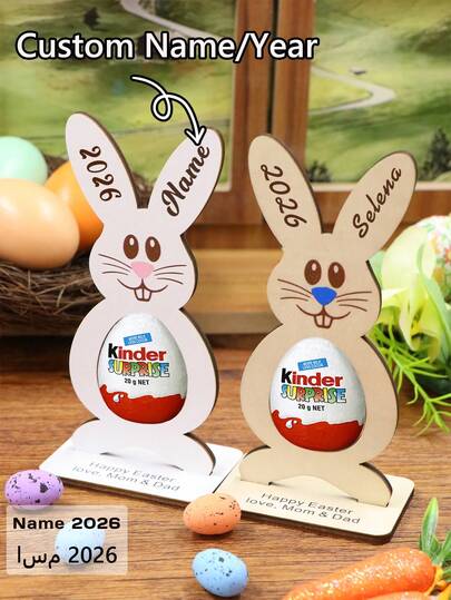 LICVIC Custom Name Easter Bunny Egg Holder, Personalized Festive Treat Display Stand, Customized Easter Decor Accent, Customizable Gift For Celebrations, Stylish Holiday Tabletop Accessory, Room Decor, Easter Egg, Gifts For My Son And Daughter, Family, Kids