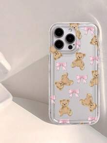 Cute Little Bear Bowknot Printed Transparent Phone Case Compatible With IPhone 13/11/17/17pro/16/14/15/15pro/15 Plus/15 Promax/7plus/8plus/X/Xs Max/Xr/11pro/12pro/13pro/14pro/12mini/13mini/11promax/12promax/13promax/14promax/14plus/17pro Max/17Air/6/6s Plus/7/8/16Pro/16plus/16promax/Se2/17promax&Compatible With Samsung Galaxy/A54/A14/A12/A13/A15/A32/A33/A24/A52S/S20/S21/S22/S23/S24/S23Plus/S24ultra/S25/A15/A33/A23 - Multicolor - View 2