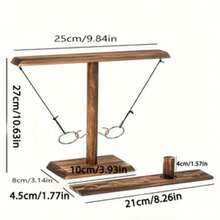 1pc Wooden Ring Toss Game, Hanging Hook Throwing Game, 2-Player Tabletop Wooden Toss Toy - Brown - View 7