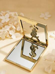 Yves Saint Laurent Duże kwadratowe złote lustro, wysokiej jakości lustro do makijażu z widocznym logo, przenośne do pielęgnacji i codziennego użytku