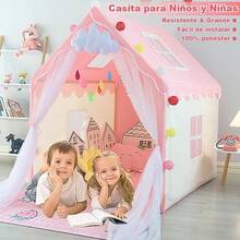 NEW Casa de Campaña para Niña Castillo Casita para  Tienda de Princesa Casa Juegos con Luces de Estrellas Diadema Cetro y Guirnalda de Animalitos Carpa Casita Regalos de Juguete para Niñas - Tubos de metal - Ver 5