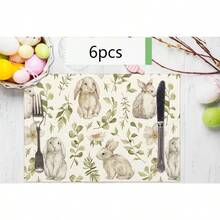 1/2/4/6/8/300 Pcs Luxury Placemat Set, Featuring Modern Minimalist Easter Bunny Pattern Design. Size: 12*18 Inches/30*45 Cm, Multiple Patterns Available, Suitable For Easter Dining And Home Decor. - Multicolor - View 21