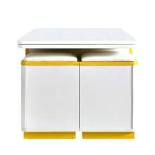 Modern High-Gloss Coffee Table, Stylish Side Table, Multifunctional, Height-Adjustable Coffee Table, Foldable Dining Table/Living Room Furniture, 100 X 50 X 43 Cm (L X W X H) - White - View 10