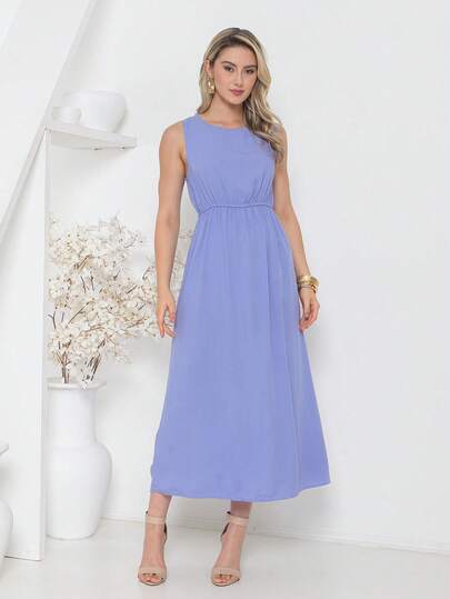 Vestido de algodão ambiente confortável simples