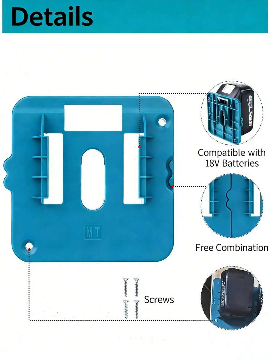10pcs/5pcs/1 Wall-Mounted Battery Stand, Battery Storage Rack. Practical Tools, Tool Accessories.Home Essentials.Battery Holders For Makita Battery (With The Screws, No Battery) - Multicolor - View 1