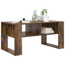 vidaXL Mesa baja marrón fumé 92 x 49,5 x 45 cm madera de ingeniería - Marrón - Ver 3