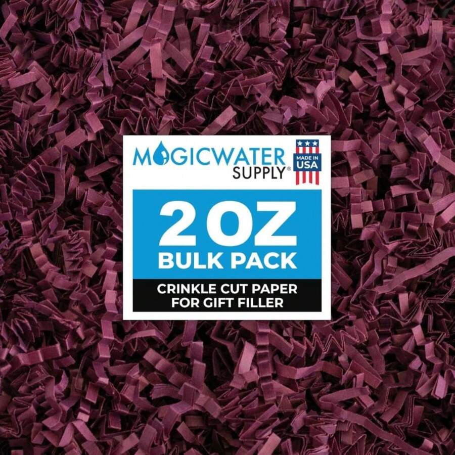 MagicWater Crinkle Cut Paper For Gift Baskets - 2 Oz - Burgundy - Perfect For Shredded Paper Filler, Basket Filler, Gift Boxes, Bridesmaid Gifts, Christmas Stuffers &Amp; More \U2013 Ideal For All Occasions - ColorD - 查看 1