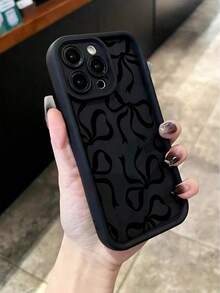 Bow-Knot 1pc Minimalist Full-Screen Black Bow Design Shockproof TPU Phone Case, Suitable As Holiday Gift Compatible With Apple XS/XS Max/XR/11/12/13/14/14 Plus/15/15 Plus/16/16 Plus/7/8 Plus - Multicolor - View 3