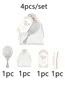 12pcs Vintage Hand Held Mirror Set, Embossed Mirror, Cute Princess Compact Mirror, Small Travel Makeup Mirror With Handle, Lace Portable Hand Mirror, Includes 3 Mirrors, 3 Gauze Bags, 3 Tags And 3 Hemp Ropes, Suitable For Princess Theme Party Gifts, Bridal Shower, Valentine's Day Party, Wedding, Anniversary - Multicolor - View 21