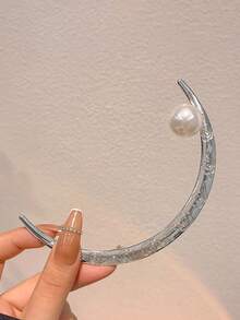 北欧凯尔特风金属新月形发夹头饰配饰，弯月形发夹，女士盘式发夹，复古北欧挪威风格发饰，主题公园装饰头饰，发髻延长器，发夹，发型发夹，女士发饰 - 復古銀色 - 查看 13