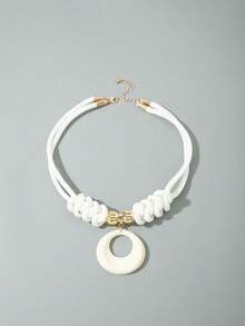 imoli 1pc Unique Knotted Design Polyester Clavicle Chain Necklace For Women, Suitable For Daily Wear, A Great Gift For Friends - 31192-nek-white-eP - View 8