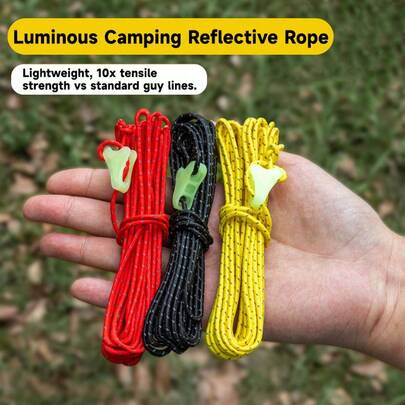 4m 16-Strand 2mm Outdoor Camping Reflective Rope, 660lbs Tensile Strength, Multi-Purpose Emergency Survival DIY Binding Cord, Camping Equipment, Camping Essentials