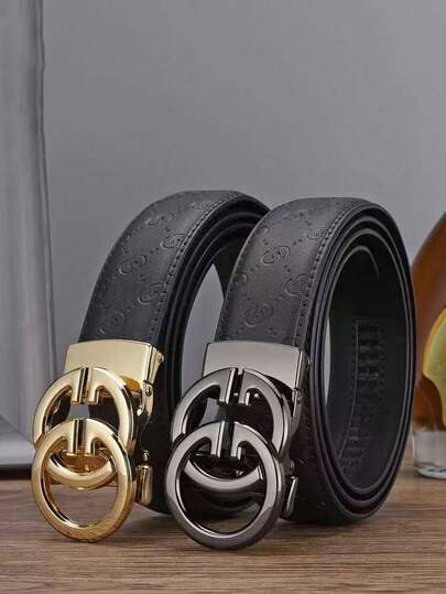 新款男士商务正装皮带，光滑合金字母扣，经典光滑皮革皮带，适合日常驾驶、休闲、旅行、购物、复古秋冬都市穿搭、经典圣诞装扮、时尚日常、朋友礼物。