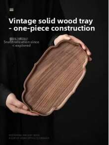 Handmade Walnut Wood Tea Tray/Fruit Plate/Coffee Cup Mat, Suitable For Kitchen, Home, Office, And Outdoor Use - Coffee Brown - View 1