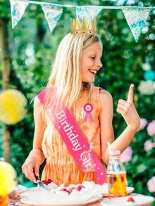 3件套生日皇冠派对用品，男女皆宜 - 王子皇冠帽、绶带、胸针头饰配饰和拍照道具，适合男孩主题派对装饰、性别揭晓生日派对、婴儿派对装饰 - 彩色 - 查看 5