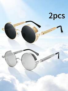 1副/2副蒸汽朋克金属弹簧腿女士时尚眼镜，适合外出、时尚穿搭、驾驶、舞台表演、派对和聚会。 - 彩色 - 查看 12