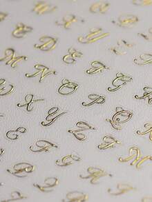 4pcs/Set Roman Letter Nail Art Stickers Gothic Golden Silvery Black White Old Alphabet Nail Art Decals Self Adhesive English Words Sliders DIY Manicure Decorations - 彩色 - 查看 6