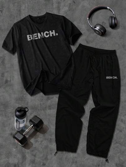 Men's Simple Casual Colorblock And Letter Print Design Round Neck Short-Sleeved T-Shirt And Drawstring Colorblock Sweatpants Set, Men's Casual Suit, Men's T-Shirt Set. Suitable For Daily Wear, Going Out, Vacation, Commuting, Sports Commuting, Excellent Workmanship, Comfortable Fabrics Can Be Given As A Gift To Family And Friends, Boyfriends, Husbands, Fathers Men Outfits 2 Pieces Men Clothing Outfit Gym Clothes