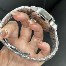 1枚女士鹦鹉螺系列自动机械腕表，方形表盘，奢华简约镂空设计，优雅女士腕表，适合作为礼物和日常佩戴 - 金色 - 查看 7