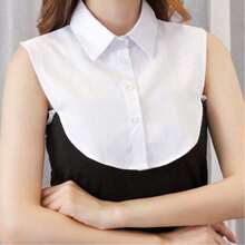 One Size Fake Shirt Collar Dickey For Women, Detachable Button-Up Collar For Layered Outfit Styling - Màu xanh nhạt - Xem 7