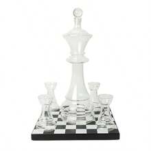 Connoisseur Creations Glass Chess Decanter And Rook Glasses With Chessboard Base - 1 - View 9