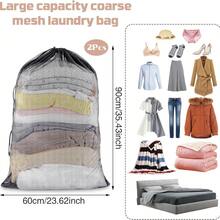 Extra Large 60cm X 90cm Solid Color Mesh Drawstring Laundry Bag, Tangle-Free Protective Clothing Storage Bag, Big Size Washing Net Bag - Multicolor - View 5