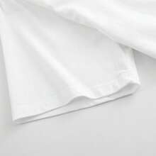 Camiseta deportiva de manga corta – tejido de algodón, diseño geométrico en el cuello redondo, adecuada para primavera, verano, otoño e invierno, color blanco - Blanco 8 - Ver 2