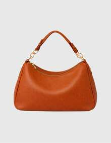 Bolsa Feminina Hobo Ampla Acabamento Moderno  Detalhe  Argola - Vermelho - Visão 4