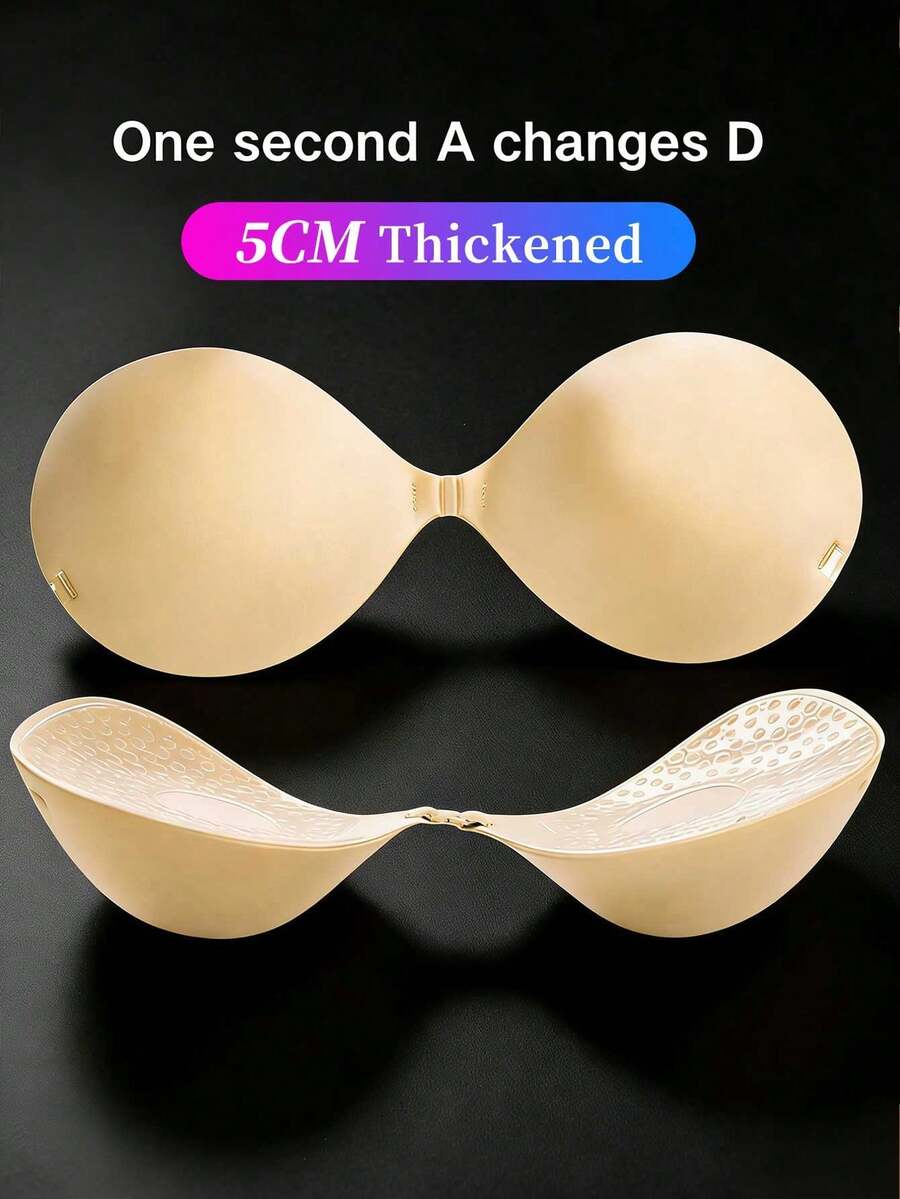 1pc/10pcs Padded Adhesive Invisible Strapless Bra, Reusable Waterproof Nipple Covers, Suitable For Weddings, Beach Parties, Valentine's Day Gifts - Multicolor - View 1