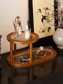 1 chiếc kệ trưng bày để bàn hình tròn kiểu retro, hai tầng, đa năng dùng để đựng nước hoa, son môi, trang sức, mỹ phẩm, cốc nhỏ, phù hợp với bàn làm việc văn phòng, quầy bar, bàn trang điểm, lối vào, nhà bếp và nhiều nơi khác. - Nhiều màu - Xem 1