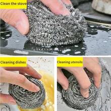 1/6/12pcs Stainless Steel Kitchen Cleaning Brush - High Quality, Suitable For Cleaning All Dirt On Tableware, Cookware And Stove. Reusable Steel Wool Cleaner - Silver - View 4