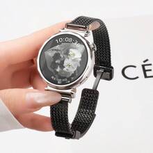 1条18mm/20mm/22mm女士磁扣麦穗耳金属表带，适用于华为GT4 41mm/GT 3智能手表