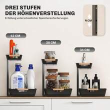 Küchenregal, höhenverstellbares Standregal mit 2 Körbe, Kaffeebar 40 x 30 x 33,5-42 cm - Schwarz - Übersicht 4