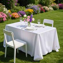 1pc White Satin Square Tablecloth, Solid Color Polyester Tablecloth, Wedding Party Supplies, Birthday Decoration, Home Decor, Perfect For Rustic Wedding, Bridal Shower, Birthday, Baby Shower, Indoor/Outdoor Events, Ceremony, Kitchen, Gathering - White - View 7