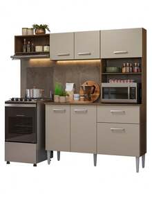 Cocina Integral Completa Modular Madesa Aura 196cm MC - Marrón y Crema - Ver 2