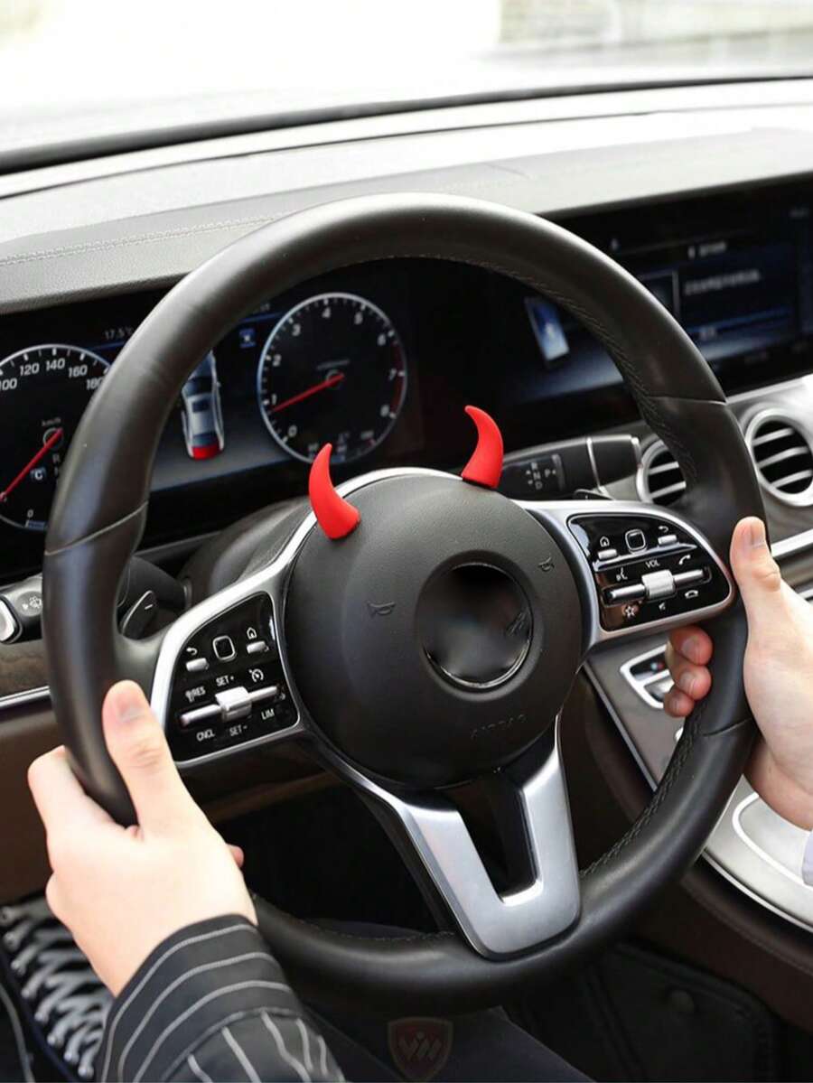 创意趣味汽车/摩托车/电动车内饰装饰 - 可爱方向盘恶魔角、中控台迷你喇叭和摩托车头盔汽车装饰配件 - A - 查看 1