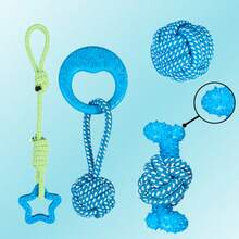 1pc/2pcs Colorful Handmade Woven Rope Dog Toys, Cute Cartoon Animal Shapes Like Bear, Octopus, Duck, Giraffe, Lobster, Puppy, Elephant To Attract Pet's Attention, Durable, Chew Resistant, Stress Relief, Teeth Cleaning, Oral Care, Interactive Rope Toys, Pet Gifts, Pet Supplies - Multicolor - View 3