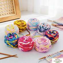 1卷多色冰棒色毛线,柔软粗线,适合DIY钩编,可用于制作手工毯子、围巾、帽子、靠垫或其他家居装饰品。 - 彩色 - 查看 11