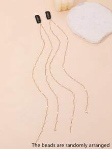 2件套女士时尚优雅金色珍珠链发饰，适合日常、派对、聚会、节日装饰 - 彩色 - 查看 6