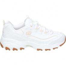 SKECHERS | Damskie trampki Skechers D'Lites Good Neutral – białe trampki z detalami – sznurowane – chłodzona powietrzem pianka memory foam – podeszwa typu track – wygodne i uniwersalne – model 149807-WHT - Biały - Zobacz 1