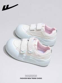 1 đôi giày nữ WARRIOR đế dày buộc dây, đế mềm, giày bệt cổ thấp ngoài trời, mũi tròn, gót thấp, chống trượt, màu trơn, thanh lịch, đế mềm, thích hợp cho học sinh, chụp ảnh tốt nghiệp, giày bệt, giày thể thao trượt ván cổ thấp bằng da. - Gạo/Mặt Trăng Xanh - Xem 5